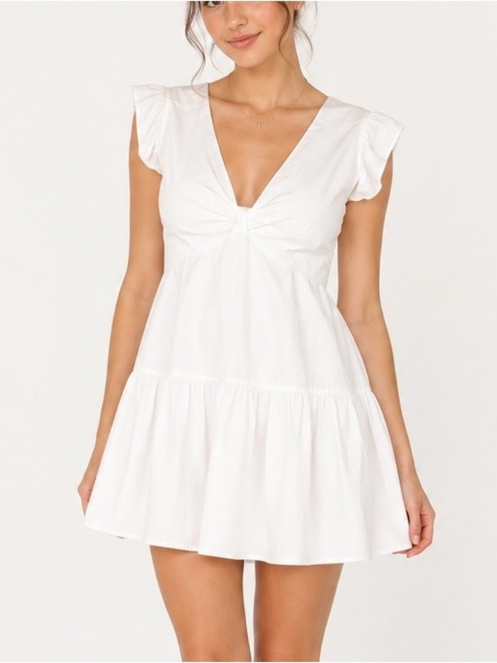 Steve Madden White Ruffle Sleeve Mini Dress Size Small Cottagecore Coquette